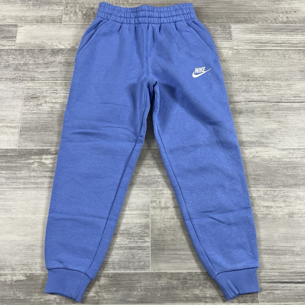 Nike‎ Sportswear Club Fleece Blue Joggers Kids FD3008-450 Pants Swoosh Size Smll
